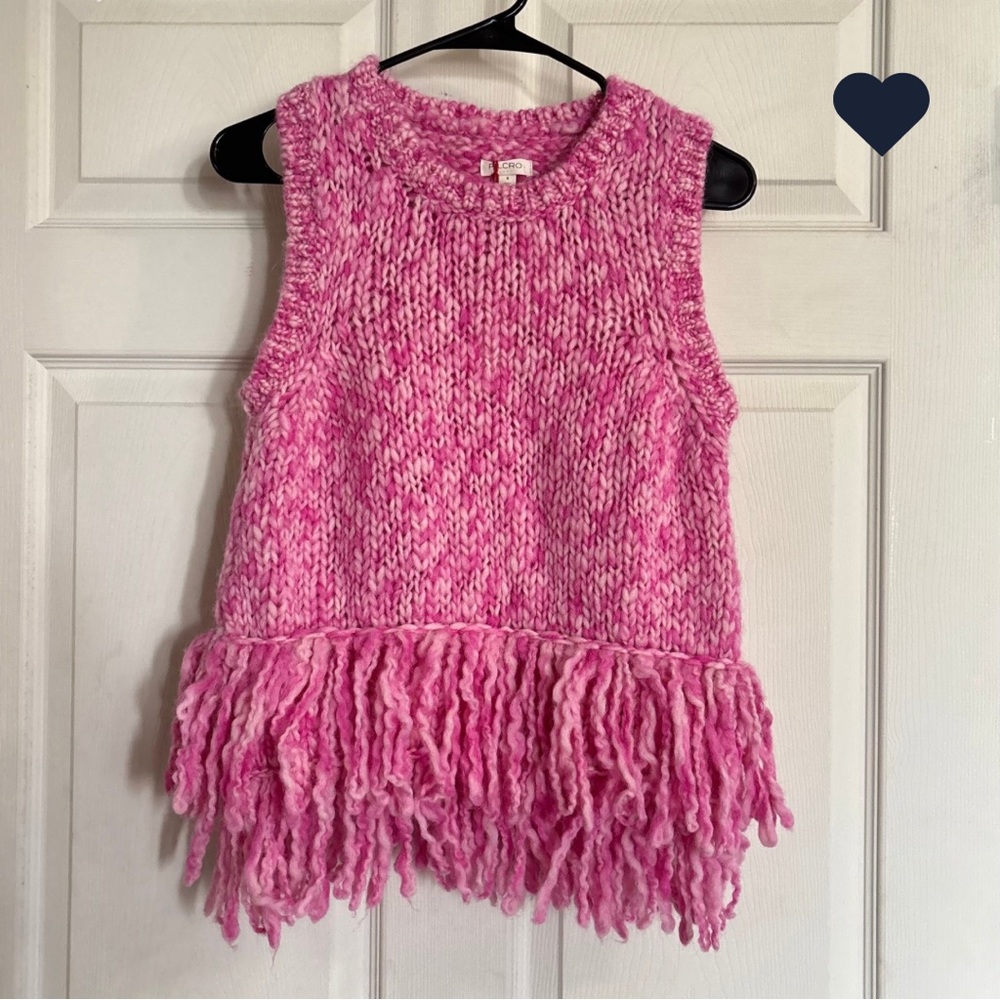 Anthropologie Pilcro Fringe hem Sweater Vest Wool Knit Italian Yarn